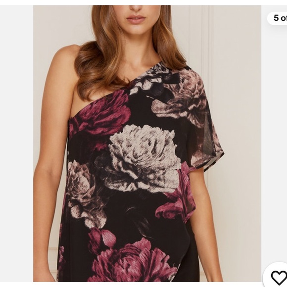 Le Chateau One Shoulder Floral Chiffon Dress NWOT size Xsmall - Picture 10 of 14